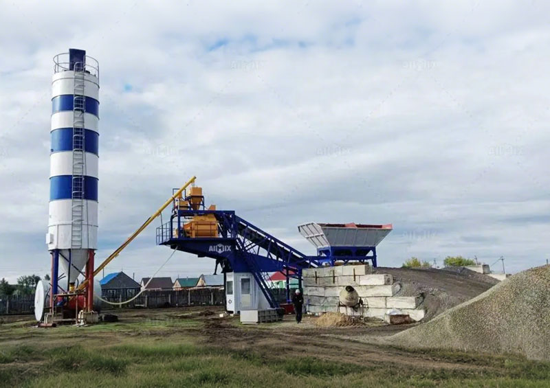 AJY60 Portable Concrete Batching Plant in Kazakhstan