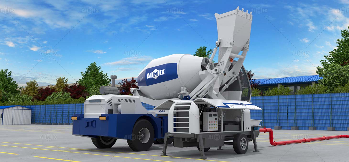 Self Loading Concrete Mixer And Trailer Concrete Pump