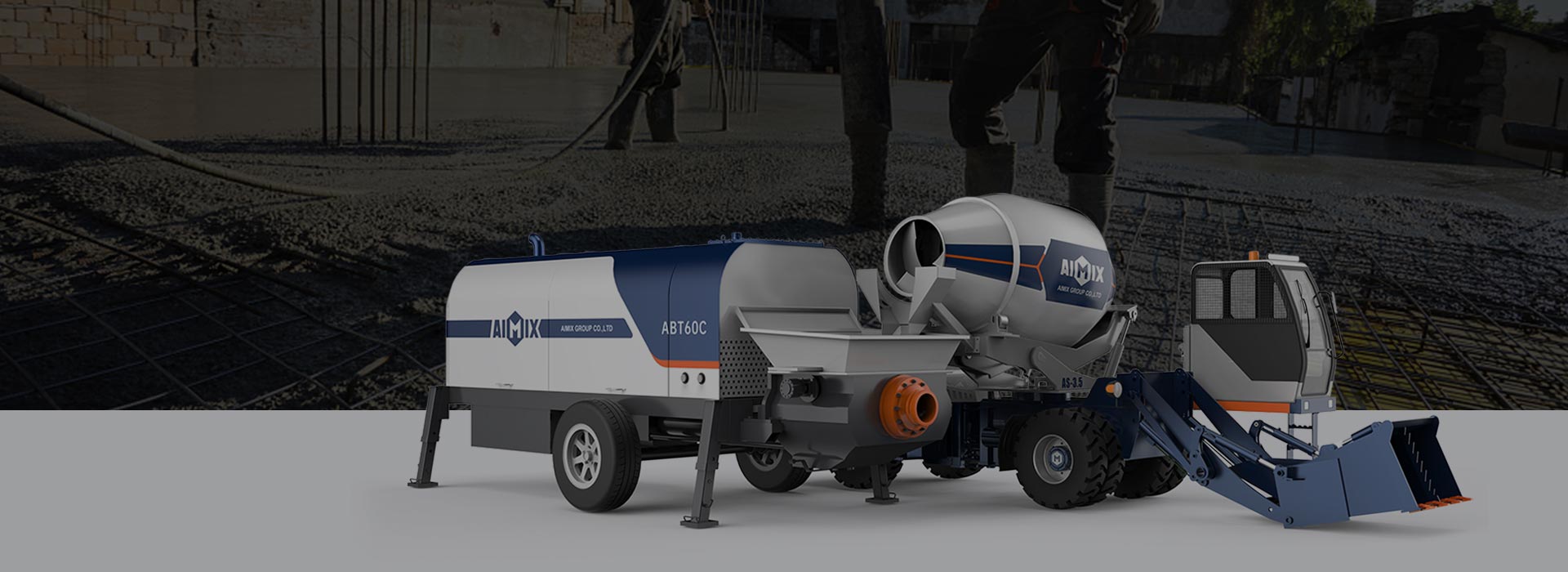 self loading concrete mixer and concrete pump