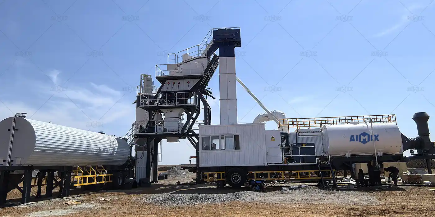ALYQ-100 mobile asphalt batching plant for road construction in Sudan